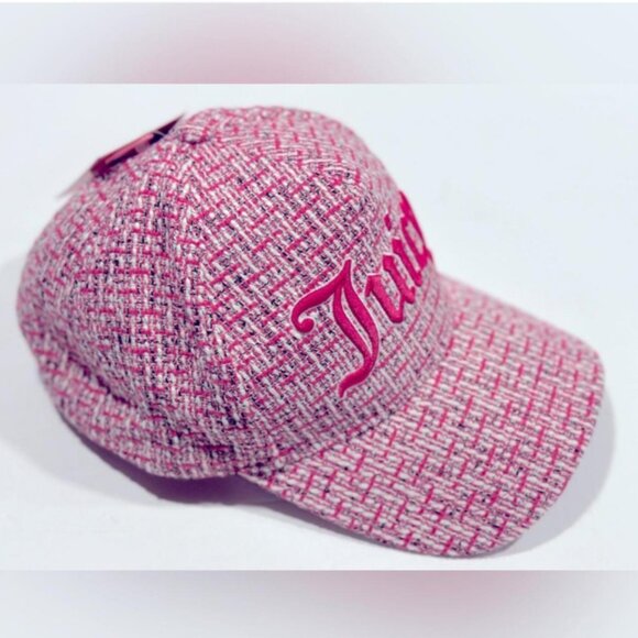 NWT Juicy Couture Pink Tweed Baseball Cap | Embroidered Logo | Adjustable - Picture 6 of 13